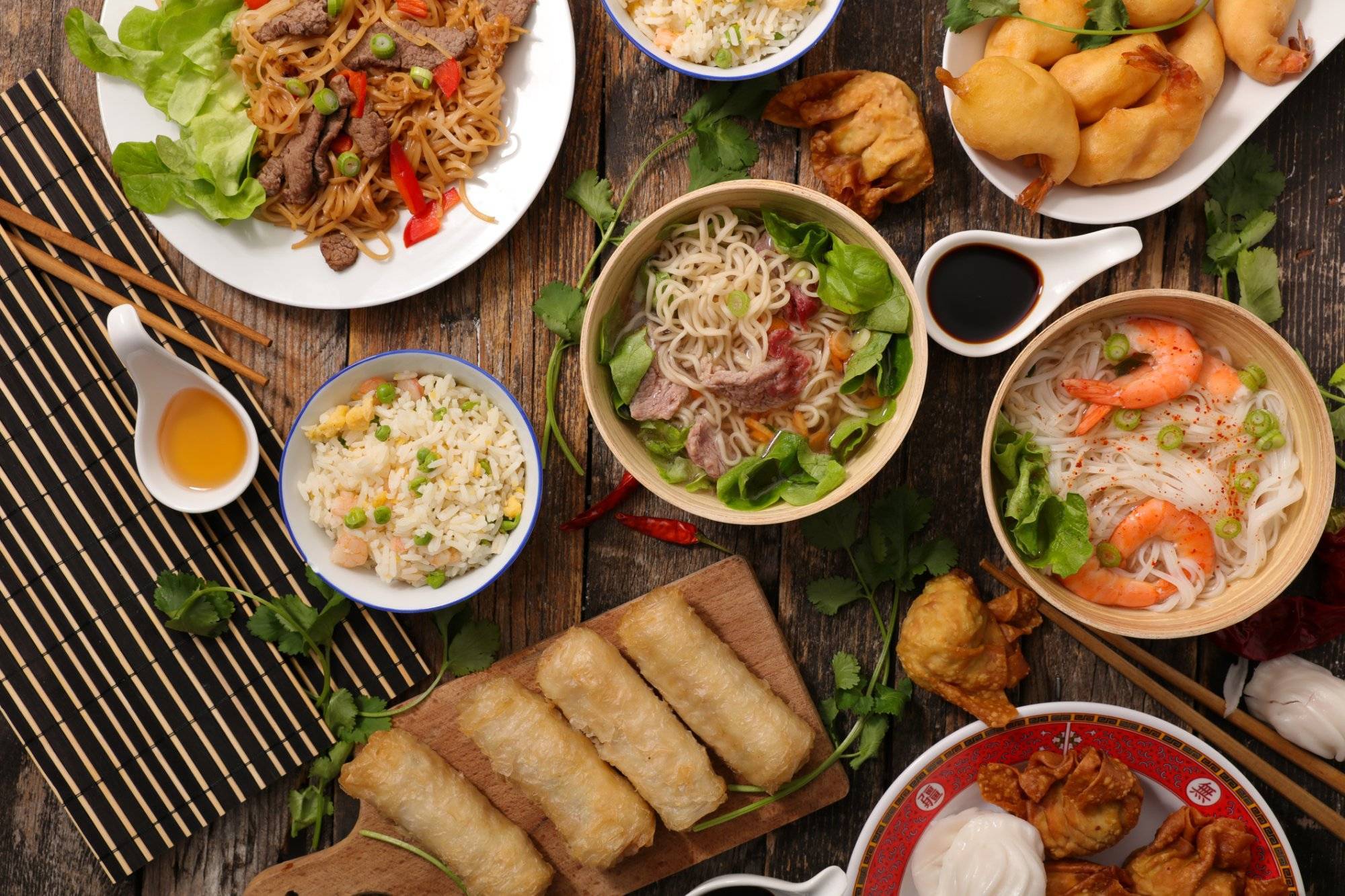 assorted asian cuisine dish